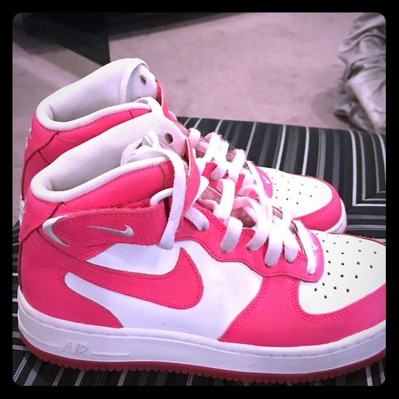 hot pink and white air force ones